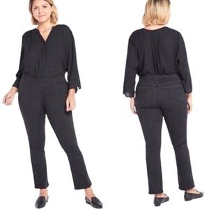 NYDJ Jeans Tummy Control Trinity Pull On Waistband Black Slim Bootcut Size PL